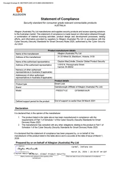 Statement of Compliance - Cyber Security Rules - Gainsborough Freestyle