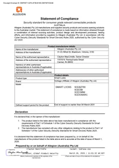 Statement of Compliance - Cyber Security Rules - Schlage Smart Locks