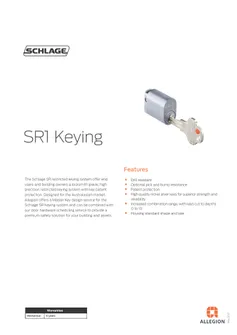 Product Catalogue Schlage SR1 Keying