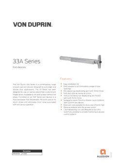 Product Catalogue Von Duprin 33A Series